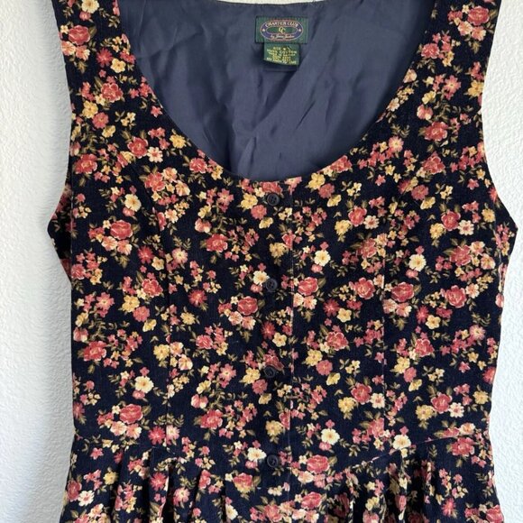 Vintage Charter Club Corduroy Floral Midi Dress Prairie Cottagecore - Picture 10 of 10